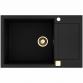 Lavabo Saturn 790 k�kkenvask i komposit m/afl�bsbakke - Sort/messing