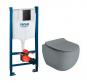 Lavabo Glomp Mat gr� Mini rimless toiletpakke inkl. s�de m/soft-close, cisterne og mat sort betjening