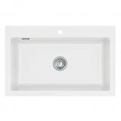 Lavabo Mera 80 porcel�nsk�kkenvask - Mat hvid m/krom afl�b