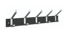 Beslagsboden knager�kke m/5 dobbeltknager - Mat sort/aluminium