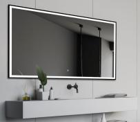 Fie firkantet spejl m/sort ramme, integreret LED lys og touch - 160 cm Fie firkantet spejl m/sort ramme, integreret LED lys og touch - 160 cm