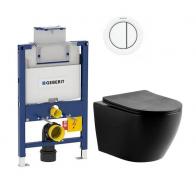 Lavabo Studio Rimless mat sort toiletpakke inkl. s�de m/soft-close, lav cisterne og hvid betjening