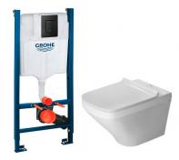 Duravit Durastyle Rimless toiletpakke inkl. s�de m/softclose, cisterne og mat sort betjening