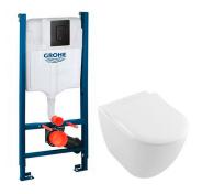 Villeroy & Boch Subway 2.0 m/RIMless og C+ toiletpakke inkl. s�de m/soft-close, cisterne og mat sort betjening