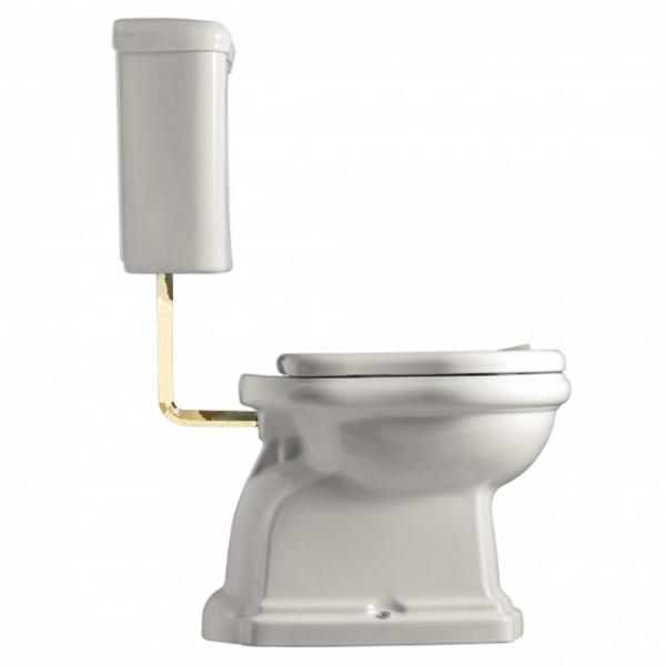 Lavabo Retro Low toilet med messing r&oslash;r og S-l&aring;s - Blank hvid