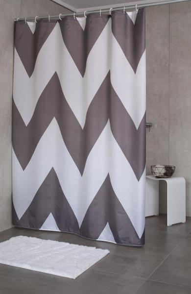 RIDDER Tekstil badeforh&aelig;ng � 180 x 200 cm -  Pico gr&aring;/hvid