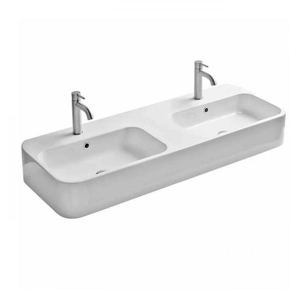 Lavabo Cosa 120 dobbelt h&aring;ndvask t/v&aelig;g eller bord - 2 hanehuller