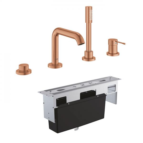 Grohe Essence komplet badekararmatur t/karkant - B&oslash;rstet Warm Sunset