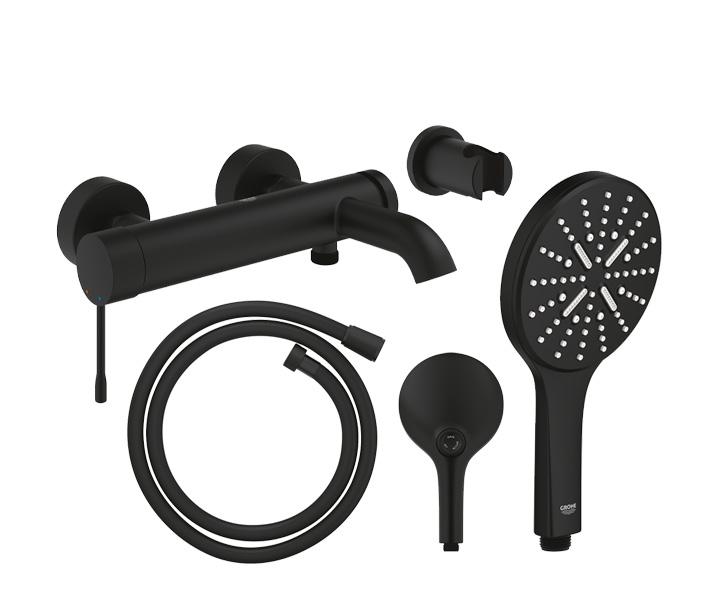 Grohe Essence komplet badekararmatur m/SmartActive - Mat sort Grohe Essence komplet badekararmatur m/SmartActive - Mat sort