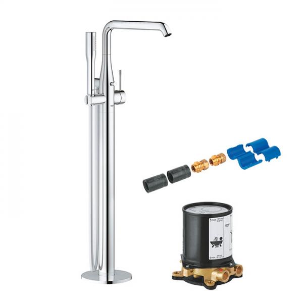Grohe Essence komplet fritst&aring;ende badekararmatur - Krom