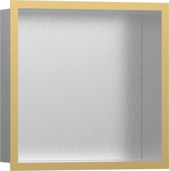 Hansgrohe XtraStoris indbygget hylde med designramme 300x300 - Guld optik/B&oslash;rstet rustfrit st&aring;l