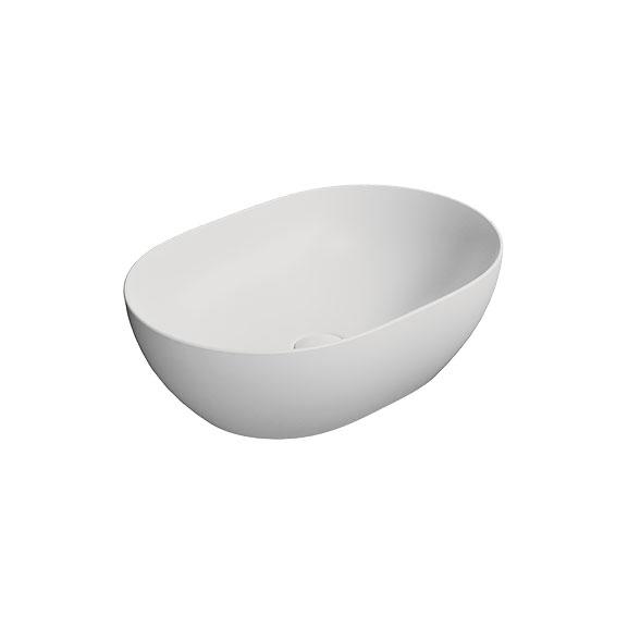 GSI Pura 50 oval fritst&aring;ende bowlevask - Uden hanehul - Mat hvid