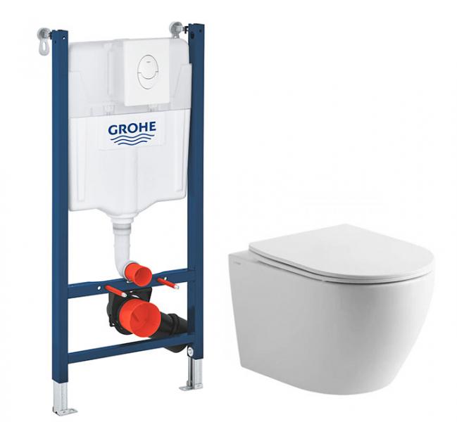 Lavabo Studio RIMless toiletpakke inkl. s&aelig;de m/soft-close, cisterne og hvid betjening