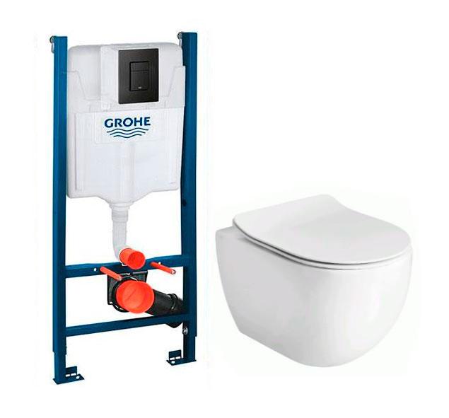 Lavabo Glomp rimless toiletpakke inkl. sæde m/soft-close, cisterne og mat sort betjening Lavabo Glomp rimless toiletpakke inkl. sæde m/soft-close, cisterne og mat sort betjening