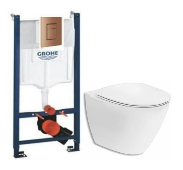 If&ouml; Spira Art toiletpakke inkl. s&aelig;de m/soft-close, cisterne og kobber betjening