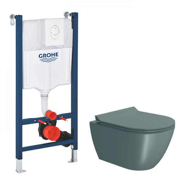 GSI Pura Agave 50 toiletpakke inkl. s&aelig;de m. softclose, cisterne og hvid betjening