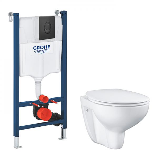 Grohe Bau toiletpakke inkl. s&aelig;de, cisterne og mat sort betjening