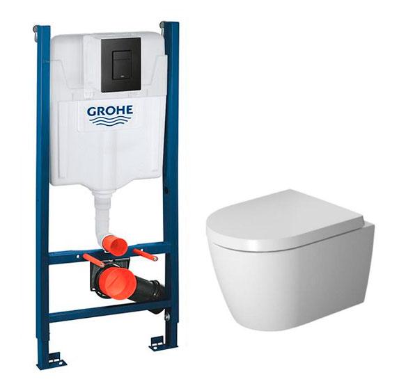 Duravit Me by Starck Compact Rimless toiletpakke inkl. s&aelig;de m/softclose, cisterne og matsort betjening