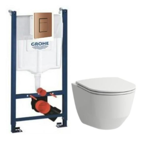 Laufen Pro Rimless toiletpakke inkl. s&aelig;de m/soft-close, cisterne og kobber betjening