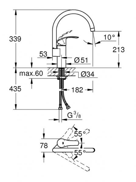Lavabo Nexus 60 køkkenvask m/Grohe Eurosmart New køkkenarmatur Lavabo Nexus 60 køkkenvask m/Grohe Eurosmart New køkkenarmatur