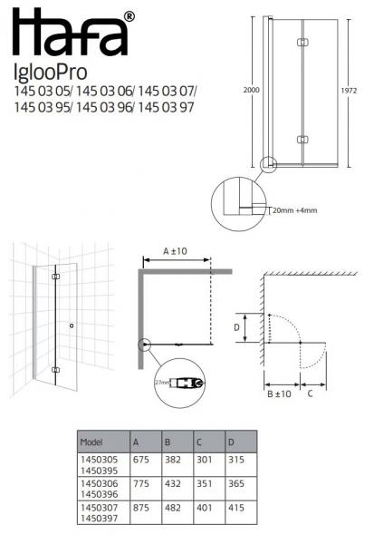 Hafa Igloo Pro folded&oslash;r - Klar glas/mat sort - 80 cm