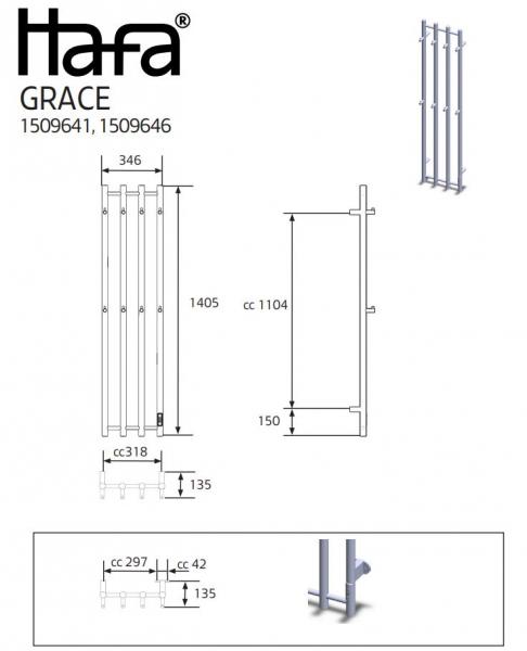 Hafa Grace h&aring;ndkl&aelig;det&oslash;rrer - 34x140 cm - Mat Sort