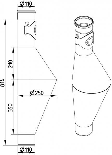 Bl&ucirc;cher rottestop 110mm med renseadgang AISI304