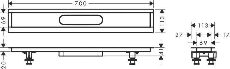 Hansgrohe RainDrain installationss&aelig;t - 70 cm