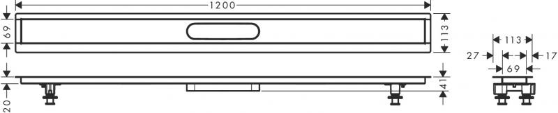 Hansgrohe RainDrain installationss&aelig;t - 120 cm