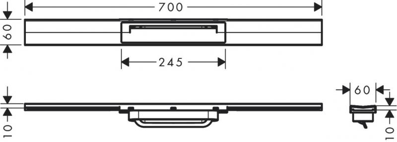 Hansgrohe RainDrain Flex kappes&aelig;t frit i gulv - 70 cm - Mat sort