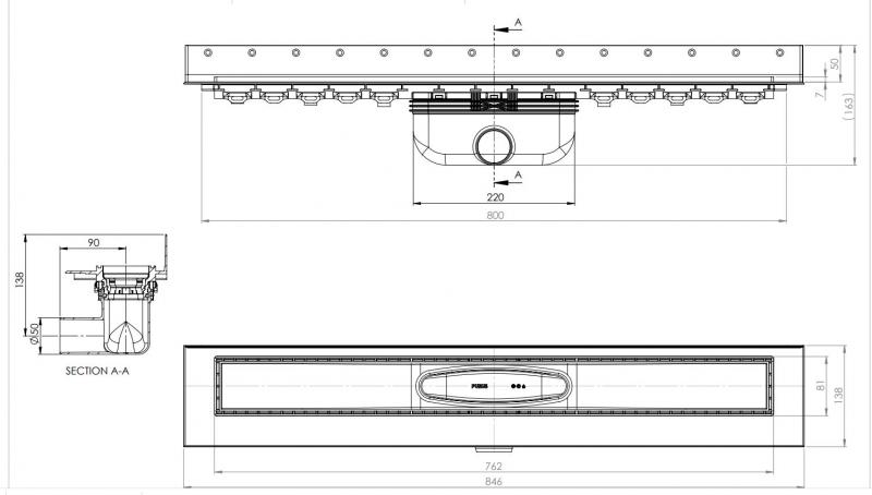 Purus Line RIB afløbspakke 800 mm - vandret - Sort Purus Line RIB afløbspakke 800 mm - vandret - Sort
