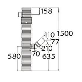 Uponor tagnedl&oslash;bsbr&oslash;nd 200/110x1500mm, med drejelig top og lige indl&oslash;b