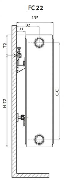 Purmo Plan Compact FC 22 radiator - H400 x 1000 mm Purmo Plan Compact FC 22 radiator - H400 x 1000 mm