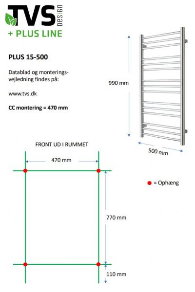 TVS Plus 15 håndklædetørrer - 50x99 cm - Poleret messing/Guld TVS Plus 15 håndklædetørrer - 50x99 cm - Poleret messing/Guld
