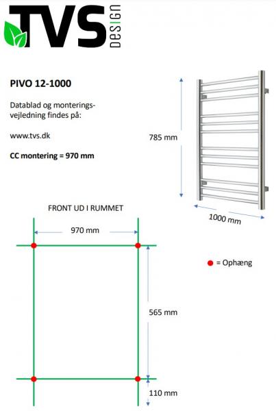 TVS Pivo 12 h&aring;ndkl&aelig;det&oslash;rrer - 100x78,5 cm - Hvid