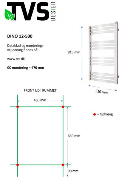 TVS Dino h&aring;ndkl&aelig;det&oslash;rrer -  51x81,5 cm - Krom