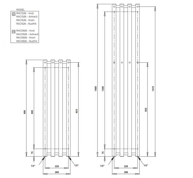 Str&oslash;mberg Regus h&aring;ndkl&aelig;det&oslash;rrer - 26,6x150 cm - Hvid