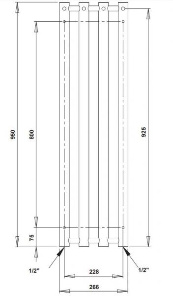 Strømberg Regus håndklædetørrer til kombidrift - 26,6x95 cm - Krom Strømberg Regus håndklædetørrer til kombidrift - 26,6x95 cm - Krom