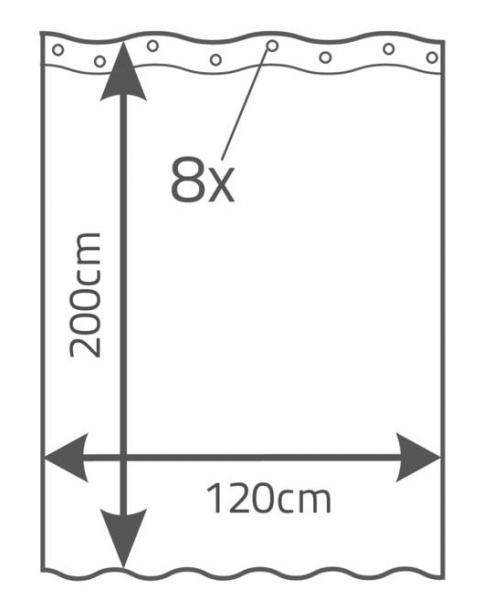 RIDDER Vinyl badeforhæng - 120 x 200 cm - Cristal RIDDER Vinyl badeforhæng - 120 x 200 cm - Cristal