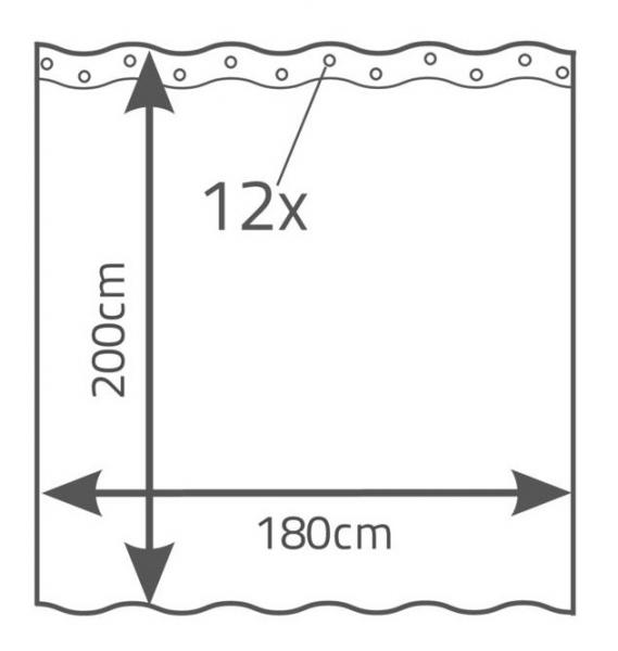 RIDDER Tekstil badeforh&aelig;ng � 180 x 200 cm -  Pico gr&aring;/hvid