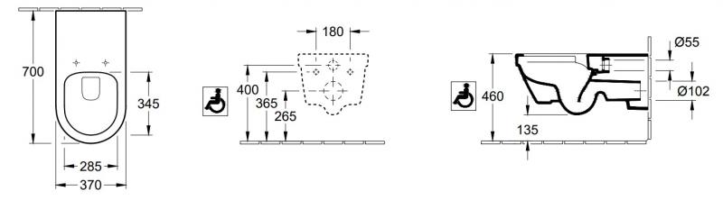 Villeroy & Boch ViCare Rimless v&aelig;gh&aelig;ngt toilet - Hvid