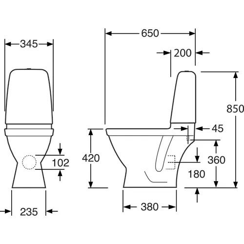 Gustavsberg 6500 Pacific toilet m/P-l&aring;s