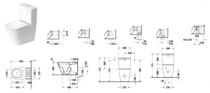Duravit D-Neo Rimless Back-to-wall toilet Duravit D-Neo Rimless Back-to-wall toilet