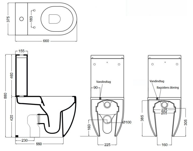 Lavabo Glomp BTW toilet inkl. s&aelig;de - Hvid