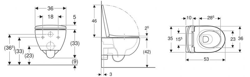 Geberit Selnova Premium v&aelig;gh&aelig;ngt toilet inkl. s&aelig;de m/SoftClose og QuickRelease