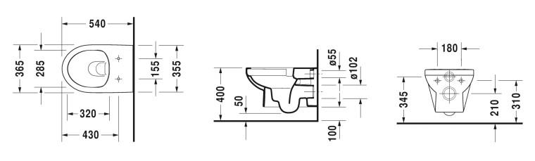 Duravit No. 1 Rimless v&aelig;gh&aelig;ngt toilet inkl. toilets&aelig;de m/softclose