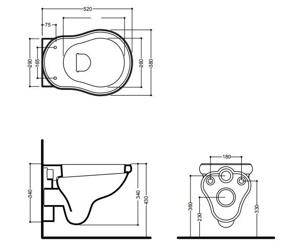 Lavabo Retro v&aelig;gh&aelig;ngt toilet u/s&aelig;de - Hvid