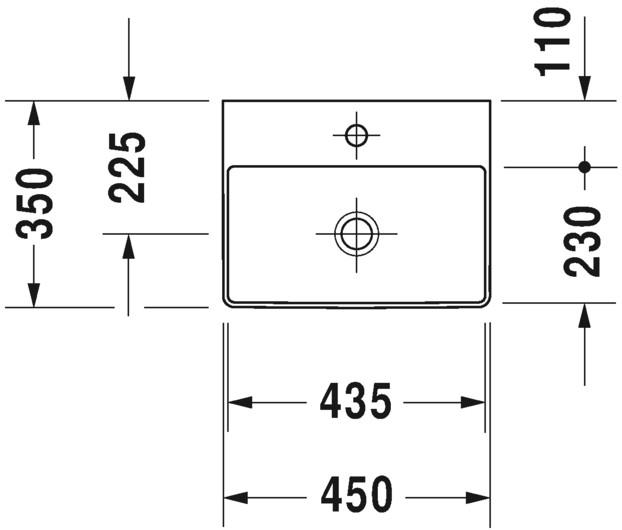 Outlet - Duravit DuraSquare h&aring;ndvask - 45 cm med slebet underkant