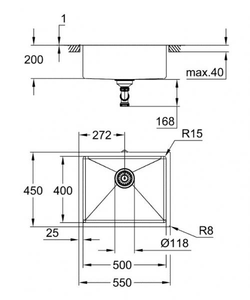 Grohe K700U rustfri stålvask - Børstet Hard Graphite Grohe K700U rustfri stålvask - Børstet Hard Graphite