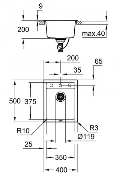 Grohe K700 køkkenvask i komposit - Sort granit Grohe K700 køkkenvask i komposit - Sort granit